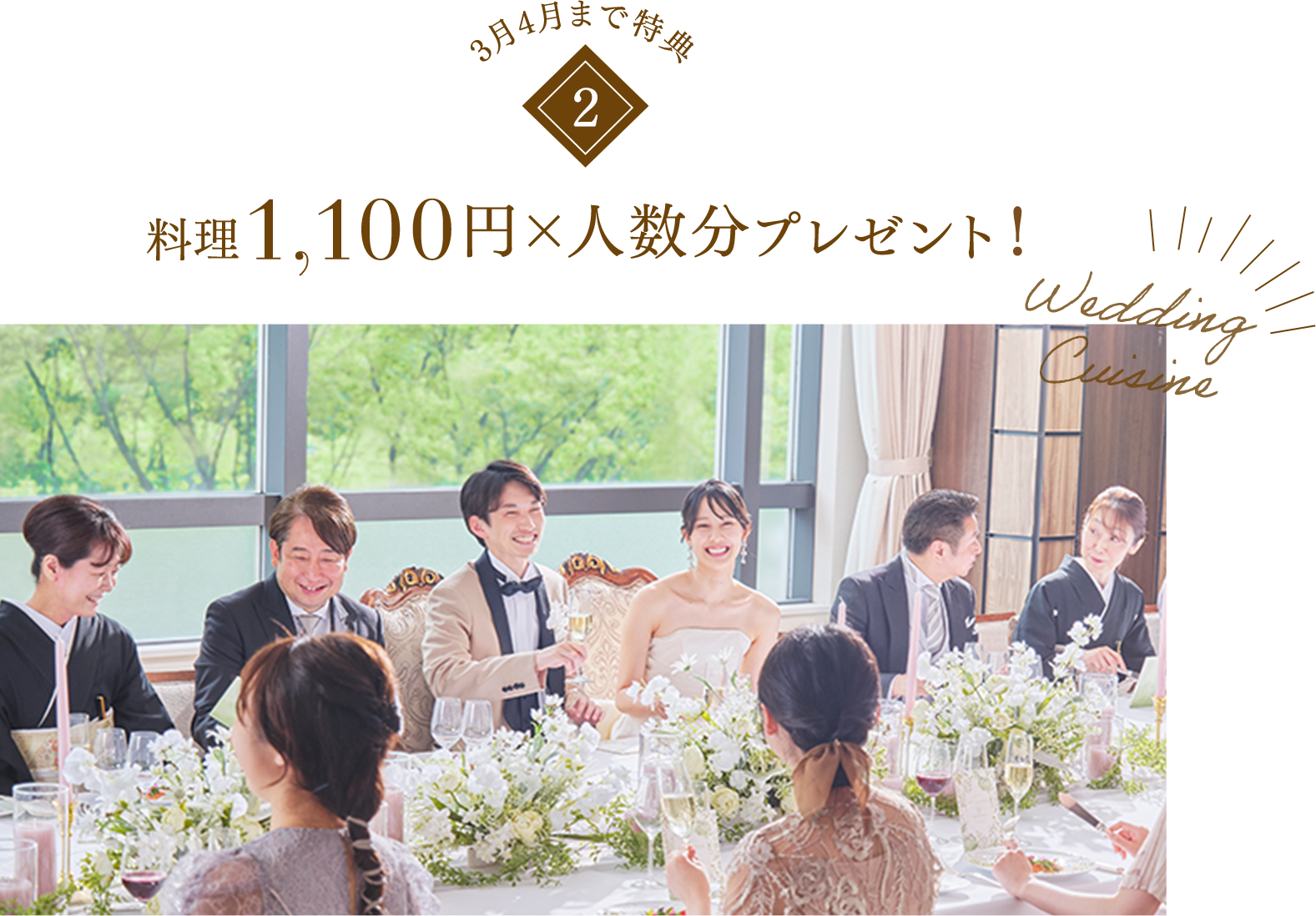 料理1,100円×人数分プレゼント