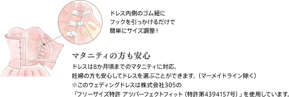 結婚式当日でもサイズ調整可能なウェディングドレス