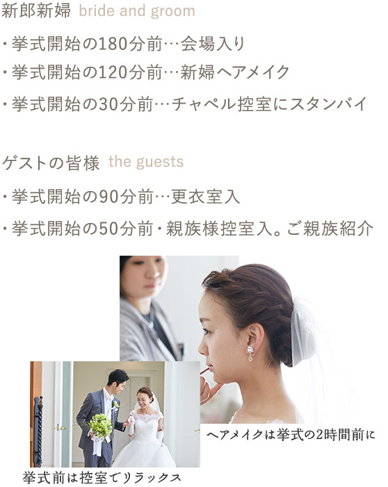 挙式当日の流れ 家族挙式 家族婚のセントアクアチャペル